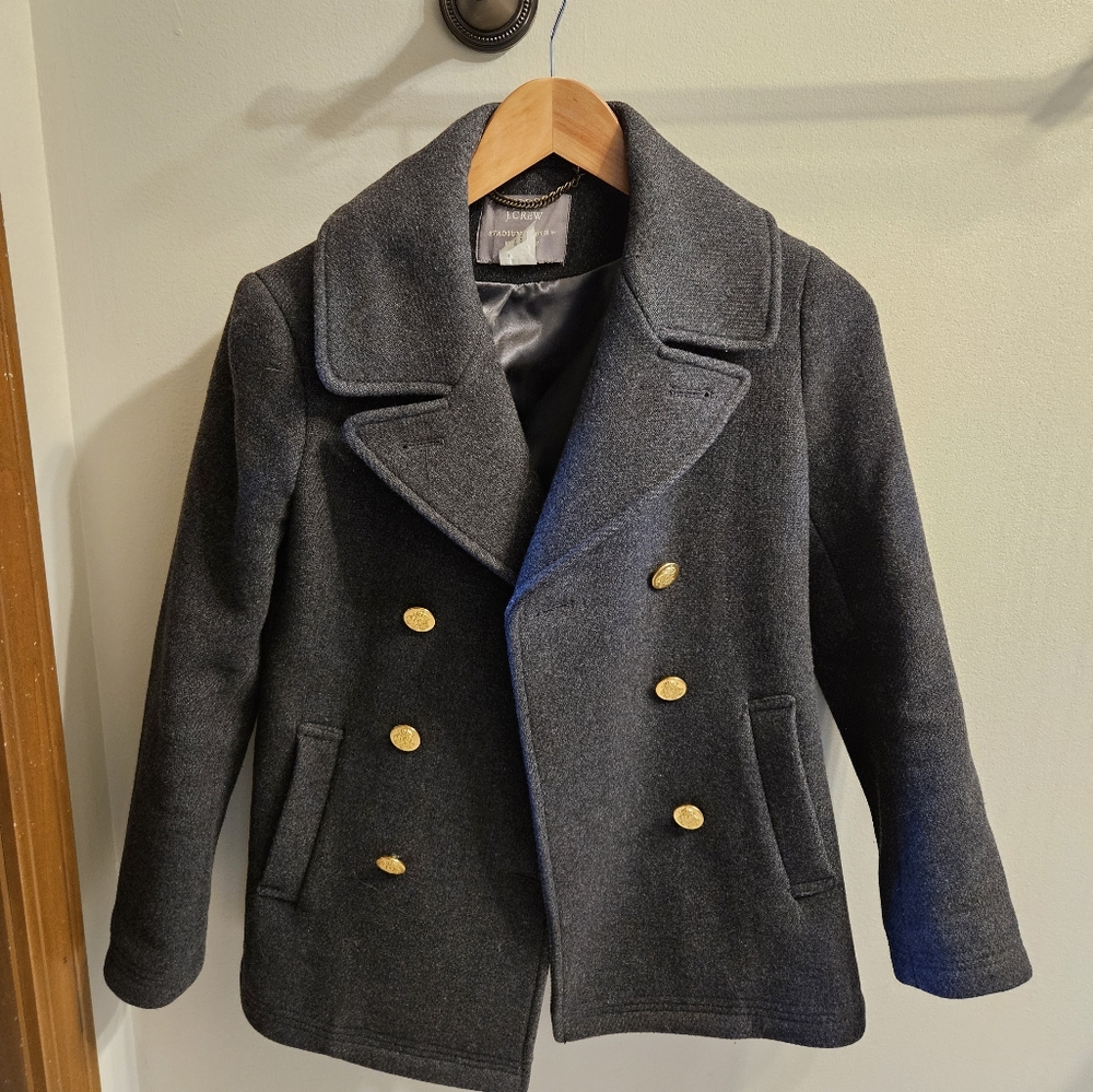 J. Crew Majesty peacoat 0p Nello Gori stadium cloth Charcoal Gray